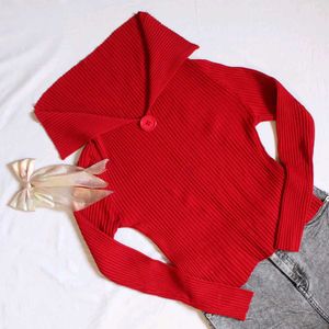 Chic Red Knit Top