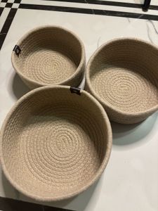 Set of 3 Woven Rope Baskets