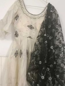 Elegant Embroidered Dress with Shawl