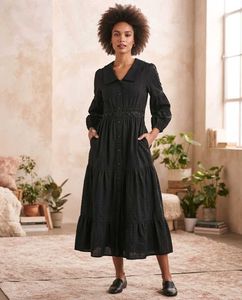 Elegant Black Tiered Midi Dress
