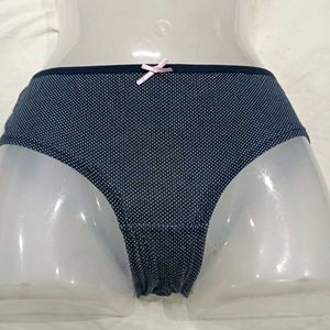 Navy Polka🪔 Dot Briefs with Pink Bow