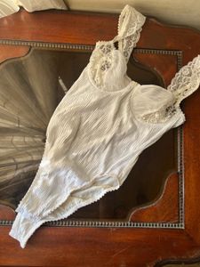 Vintage lace trim bodysuit