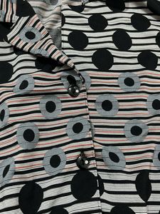 Stylish Printed Button-Up Tunic Top