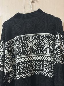 Black &amp; White Fair Isle Knit Sweater