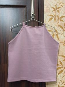 Casual Lilac Halter Neck Tank Top
