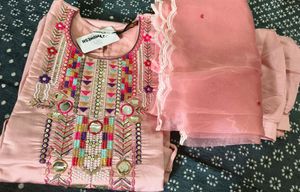 Elegant Peach Embroidered Kurta Set