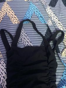 Chic Black Ruched Halter Dress
