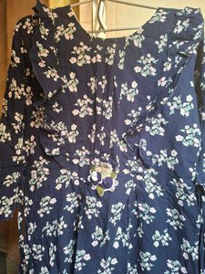 Navy Blue Floral Kurta