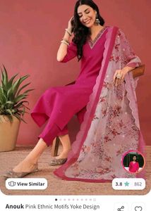 Anouk Pink Ethnic Motifs Yoke Design Thread Work S