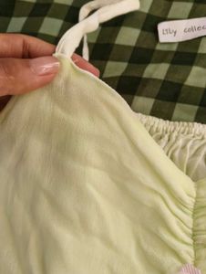 Fairycore green-pink ombre strap top