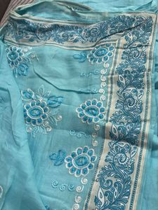 Beautiful Blue Embroidered Saree