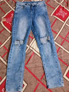 Stylish Ripped Blue Jeans