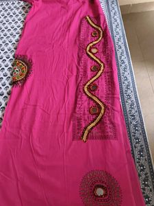 Vibrant Pink Ethnic dupatta with mirror work