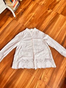 White Embroidered Cotton Blouse