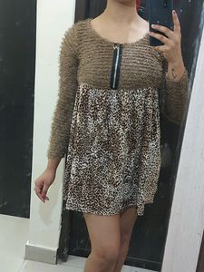 SaturdaySale!! 🐆 Print Brown Velvet One Piec