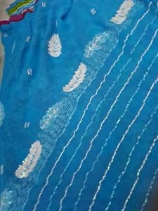 Blue new saree flora print
