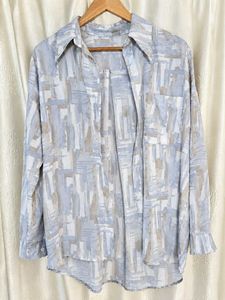 Abstract Print Button-Up Shirt