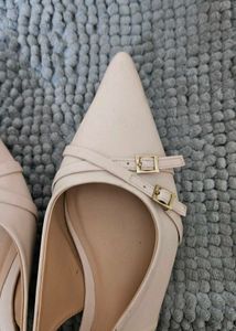 Beige Pointed Flats
