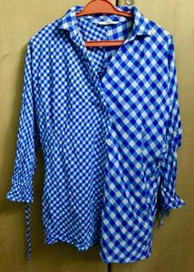 Blue Gingham Checkered Top