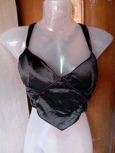 Satin Halter Neck Corset Top