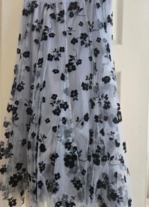 Black Sequin Crop Top White Floral Embroidered