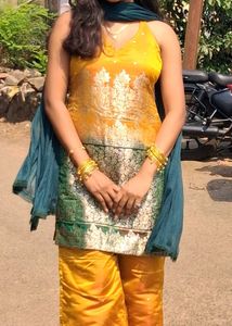 Elegant Yellow &amp; Green Kurta Set