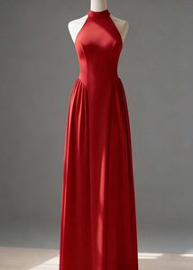 Elegant Red Halter Neck Maxi Dress