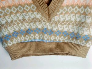 Korean Style Women V-neck Vintage Sweater