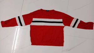 Red Striped Long Sleeve Top