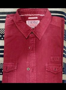 Flying Machine Maroon Denim Shirt