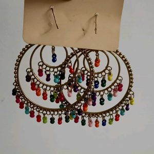 Boho Beaded Hoop Earrings