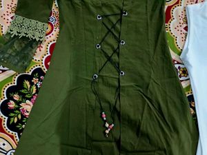 3 piece olive dress