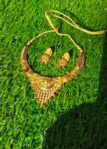 Gold-toned Necklace & Earring Set
