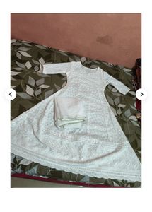 Elegant White Chikankari Anarkali Gown