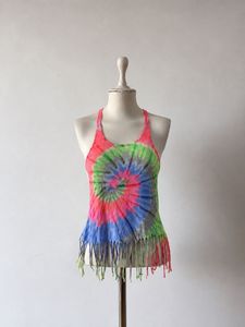 Fringed Tie-Dye Tank Top