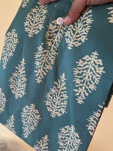 Green Block Print Kurta + Free Gift