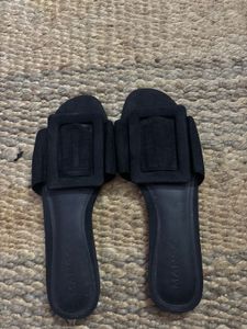 MANGO Stylish Black Buckle Slide Sandals
