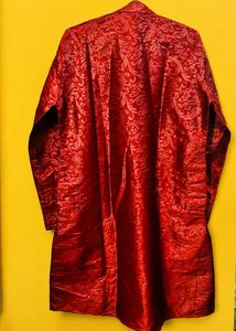 Men's Red Jacquard Kurta