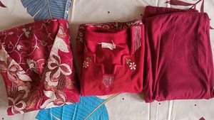 Red Embroidered Kurta with dupatta