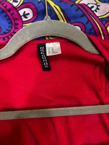 Red Square Neck Crop Top