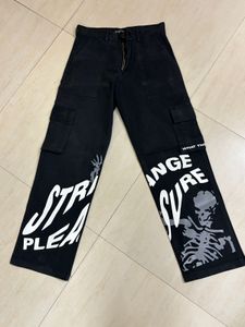 Black Cargo Pants with Skeleton Print