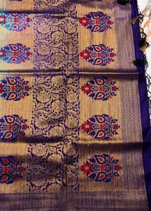 Elegant Blue Silk Saree with Gold Border