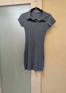 light blue Ribbed Knit Mini Dress
