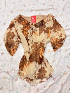 Sheer Floral Print top