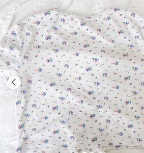 White Floral Crop Top
