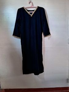 Elegant Navy Velvet Kurta Set with Dupatta