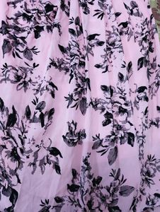 Pink Floral Tiered Ethnic Skirt