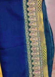 Elegant Blue Saree with Gold Border