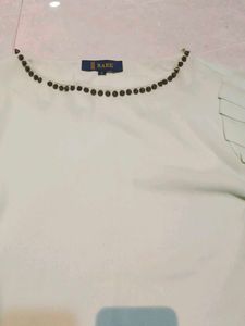 Light Green Embellished Round Neck Top