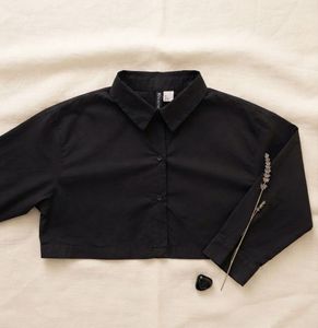 🖤 H&amp;M Divided Ultra-Cropped Black Button-Up Shirt